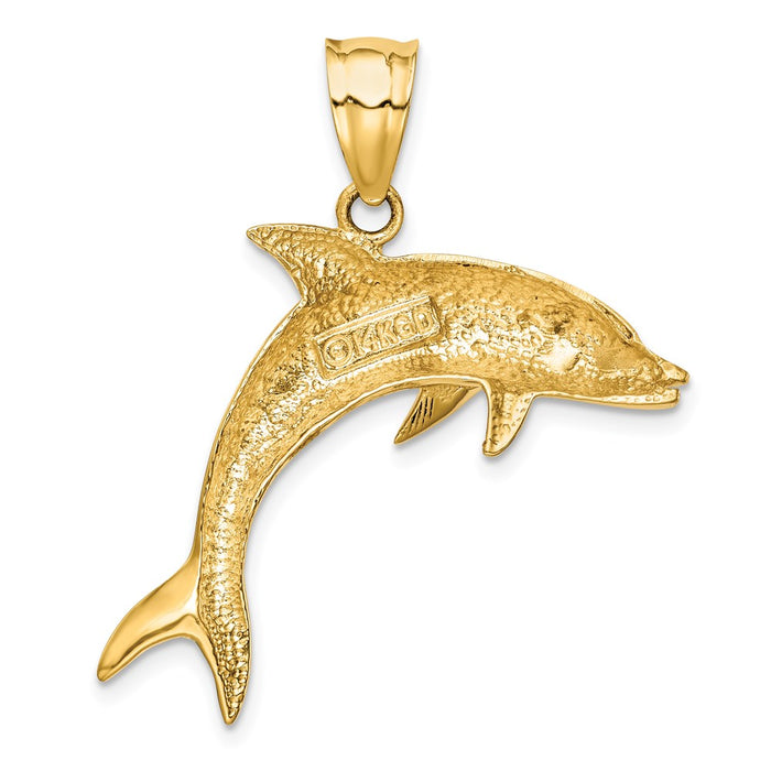 Million Charms 14K Yellow Gold Themed Dolphin Pendant