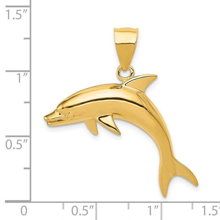 Million Charms 14K Yellow Gold Themed Dolphin Pendant