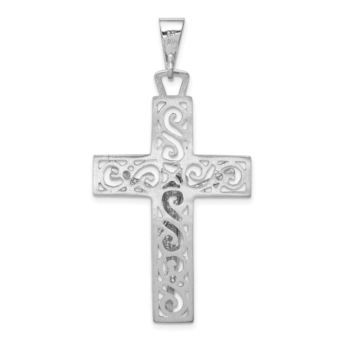 Million Charms 14K White Gold Themed Relgious Crucifix Pendant