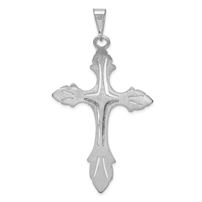 Million Charms 14K White Gold Themed Relgious Crucifix Pendant