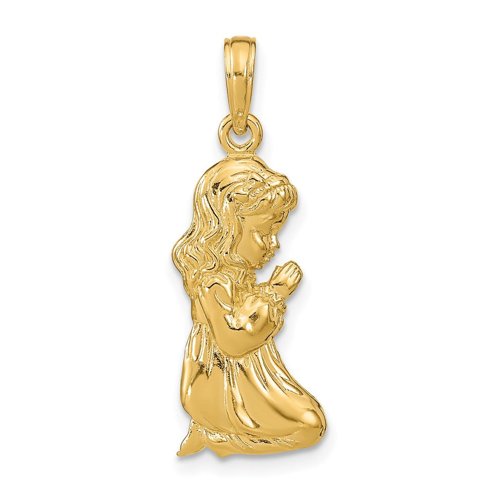 Million Charms 14K Yellow Gold Themed Praying Girl Pendant