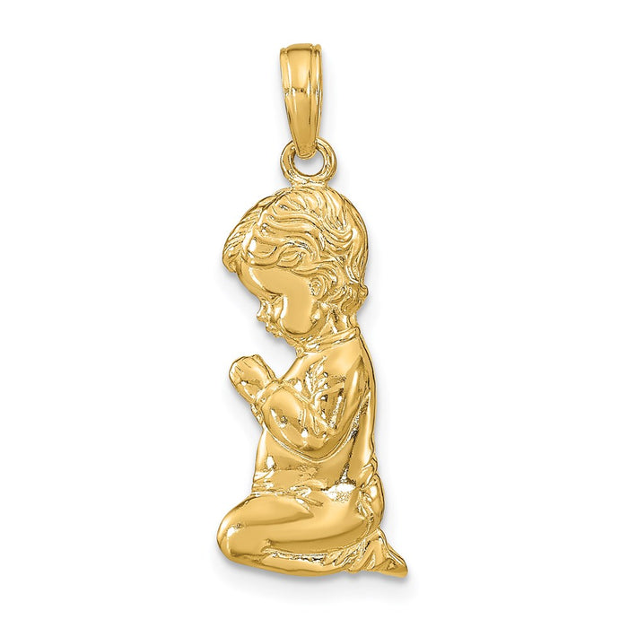 Million Charms 14K Yellow Gold Themed Praying Boy Pendant