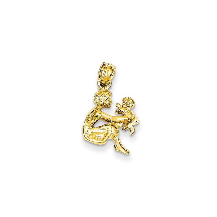 Million Charms 14K Yellow Gold Themed Mother Holding Child Pendant