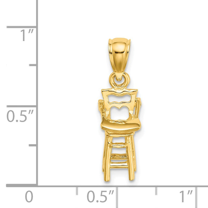 Million Charms 14K Yellow Gold Themed Baby Highchair Charm