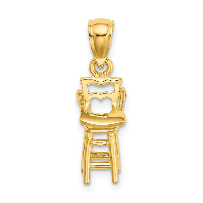 Million Charms 14K Yellow Gold Themed Baby Highchair Charm