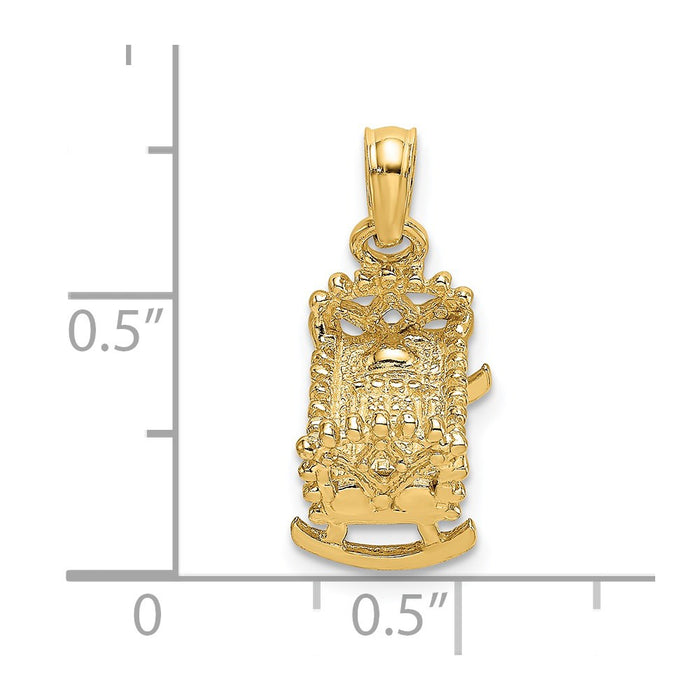 Million Charms 14K Yellow Gold Themed Baby Cradle Charm