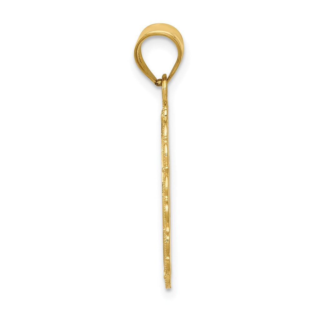 Million Charms 14K Yellow Gold Themed Solid Satin Polished Aries Zodiac Oval Pendant