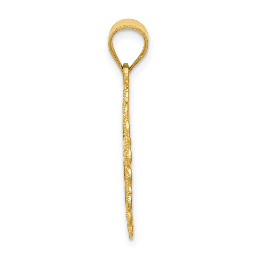 Million Charms 14K Yellow Gold Themed Solid Satin Polished Aquarius Zodiac Oval Pendant