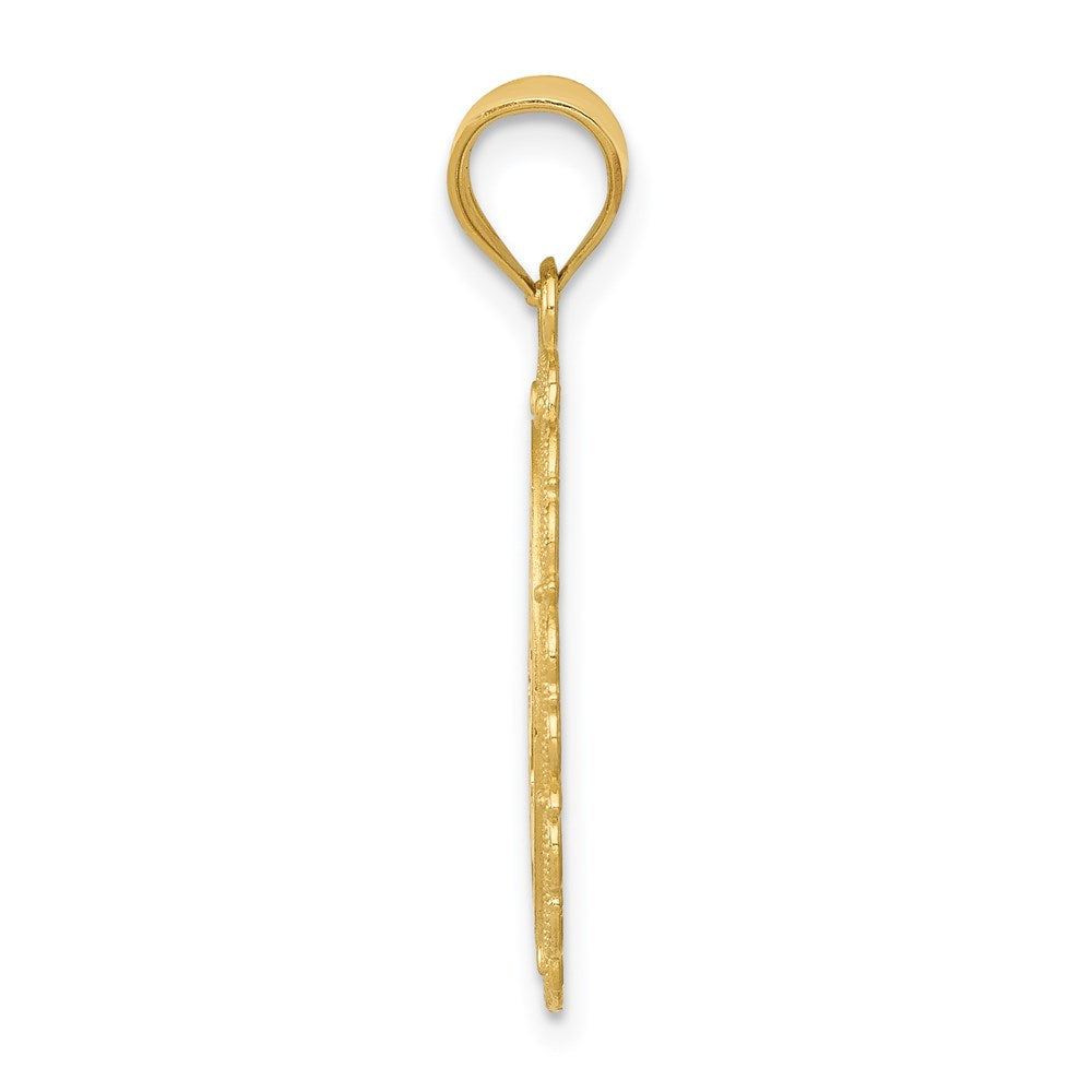 Million Charms 14K Yellow Gold Themed Solid Satin Polished Pisces Zodiac Oval Pendant