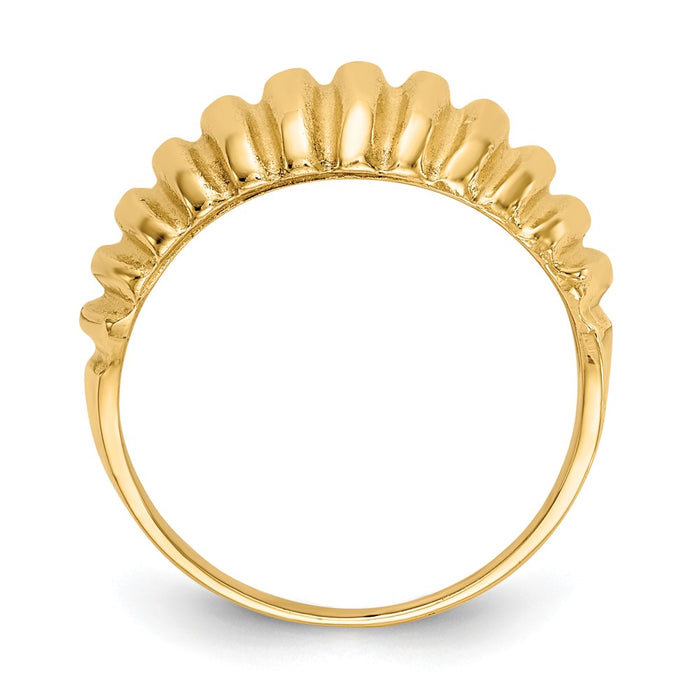 14k Yellow Gold High Polished Ribbed Dome Ring, Size: 5.5