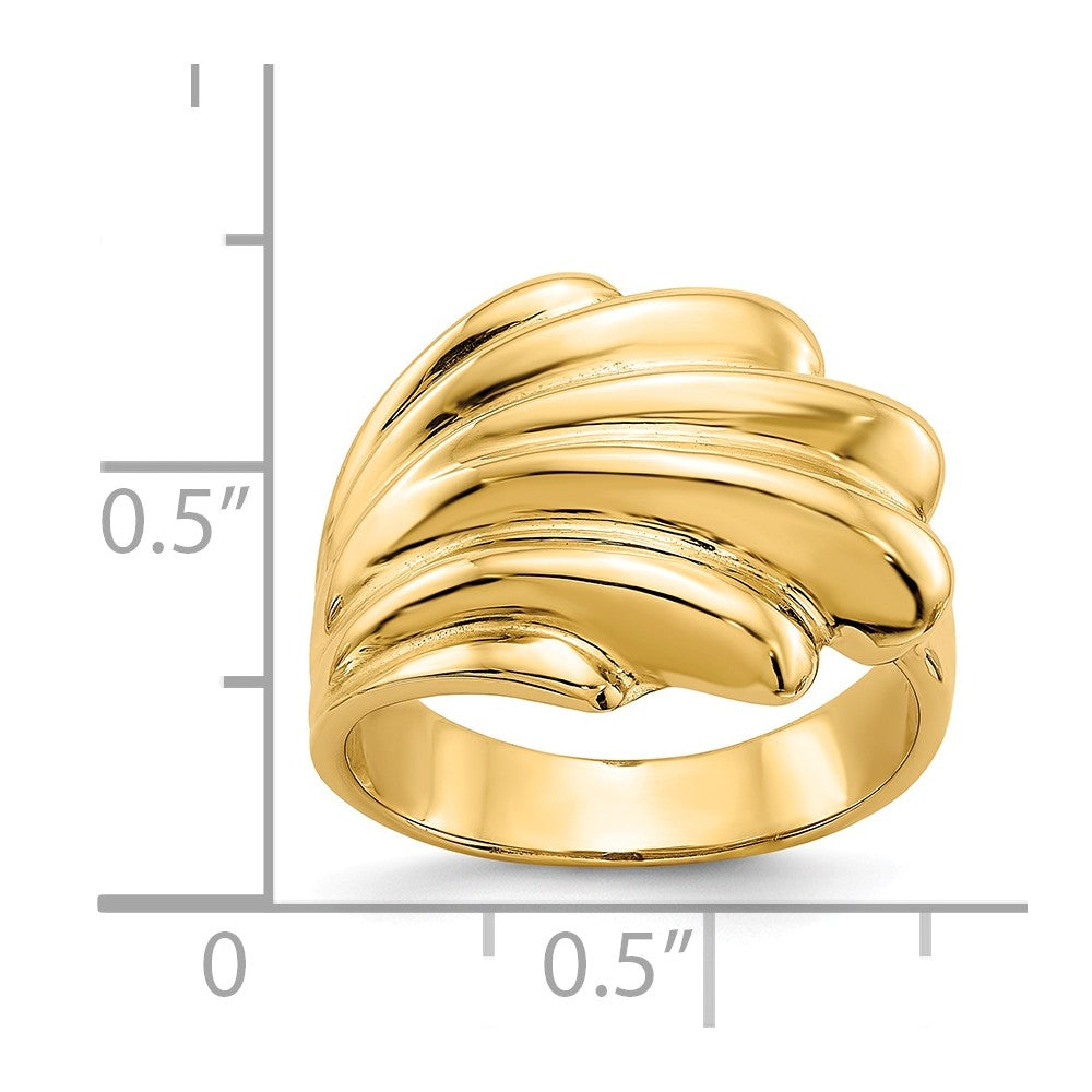 14k Yellow Gold High Polished Dome Ring, Size: 6