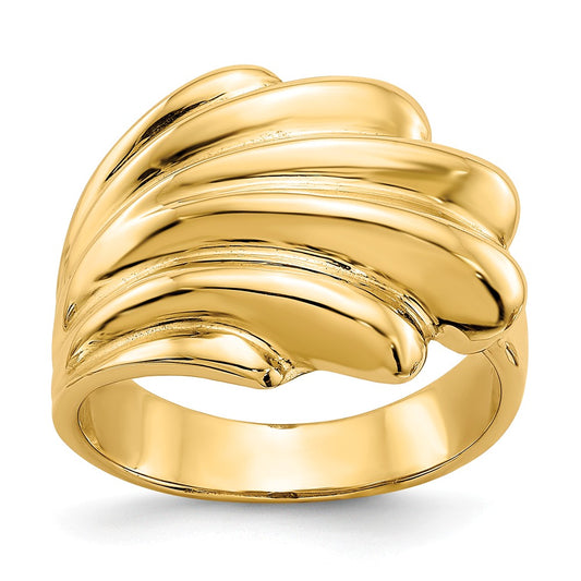 14k Yellow Gold High Polished Dome Ring, Size: 6