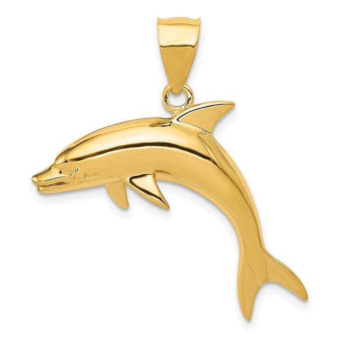 Million Charms 14K Yellow Gold Themed Dolphin Pendant