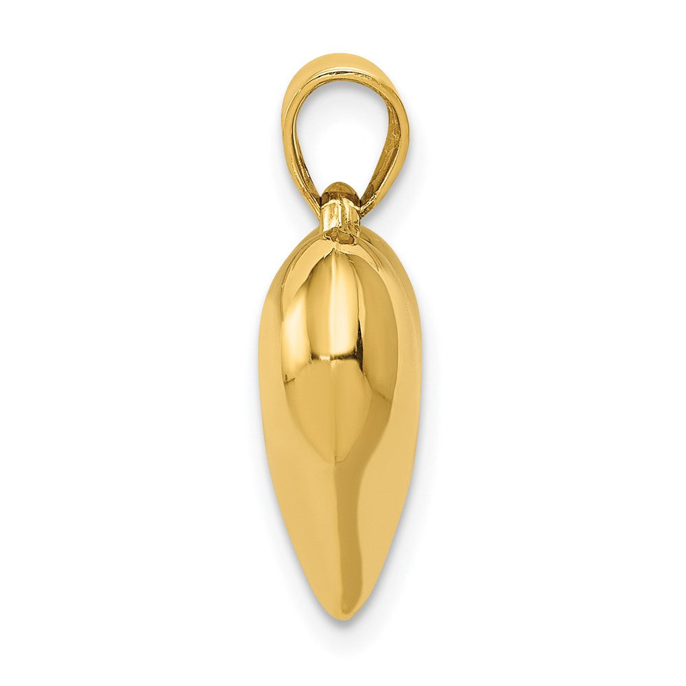 Million Charms 14K Yellow Gold Themed Polished 3-D Heart Pendant