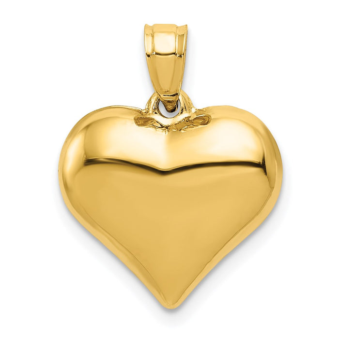 Million Charms 14K Yellow Gold Themed Polished 3-D Heart Pendant