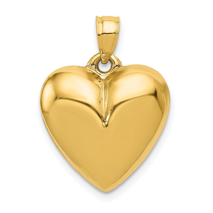 Million Charms 14K Yellow Gold Themed Polished 3-D Heart Pendant