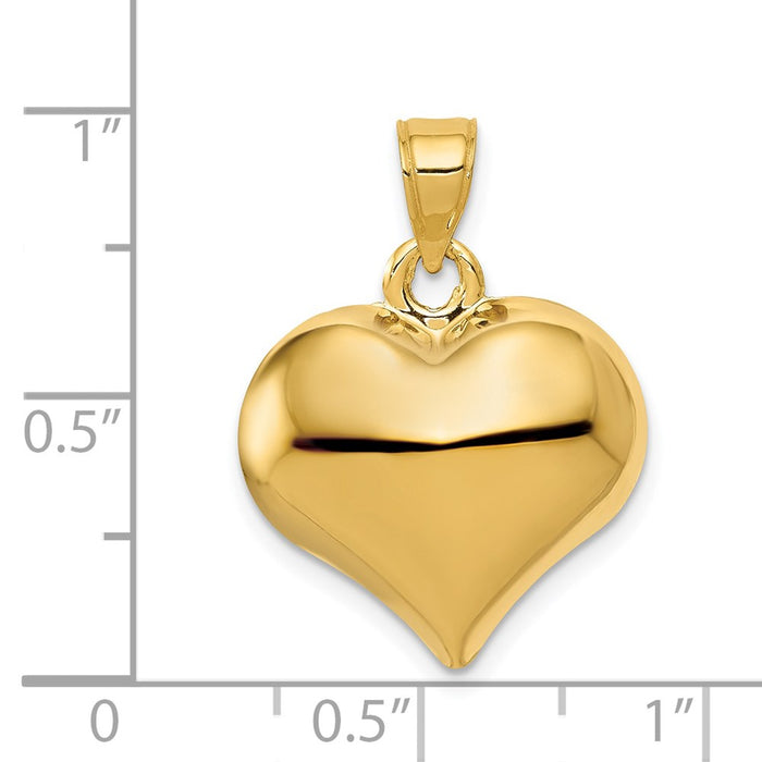 Million Charms 14K Yellow Gold Themed Polished 3-D Heart Pendant