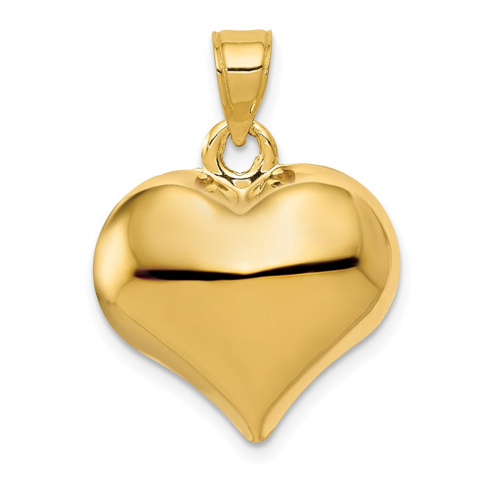 Million Charms 14K Yellow Gold Themed Polished 3-D Heart Pendant