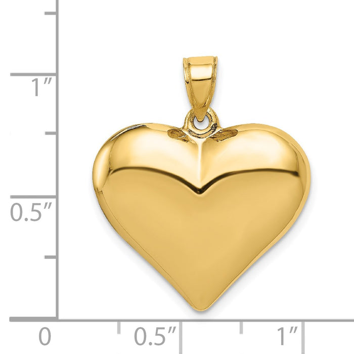 Million Charms 14K Yellow Gold Themed Polished 3-D Heart Pendant