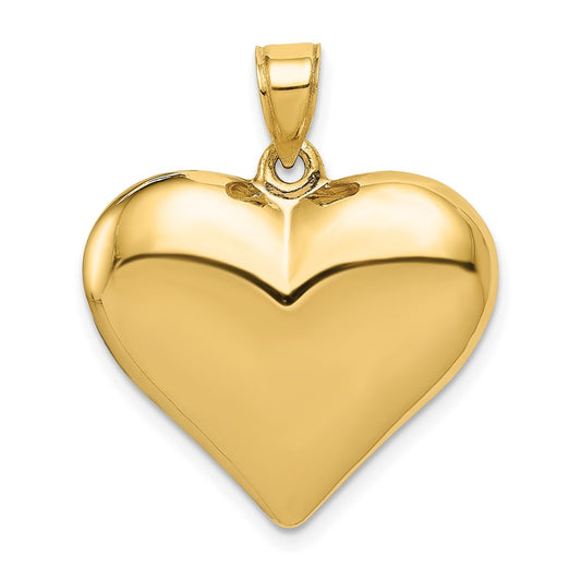 Million Charms 14K Yellow Gold Themed Polished 3-D Heart Pendant