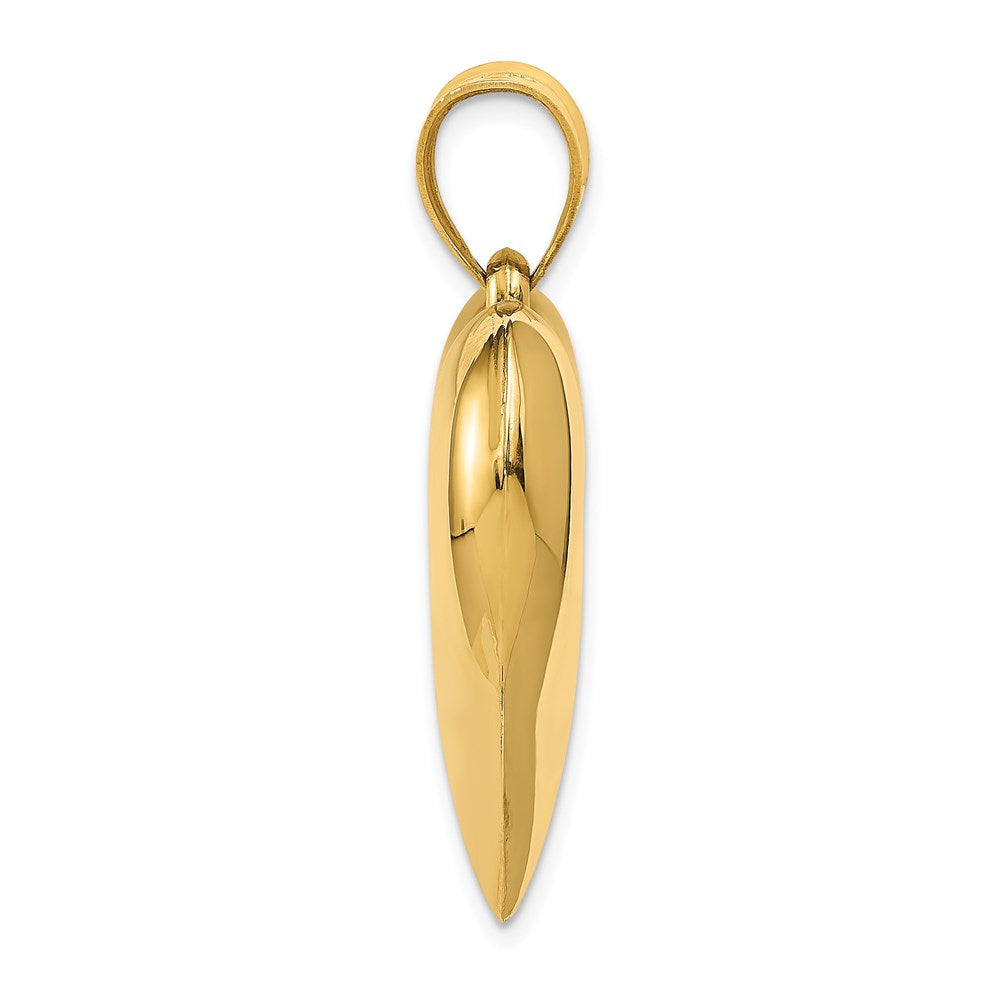 Million Charms 14K Yellow Gold Themed Polished 3-D Heart Pendant