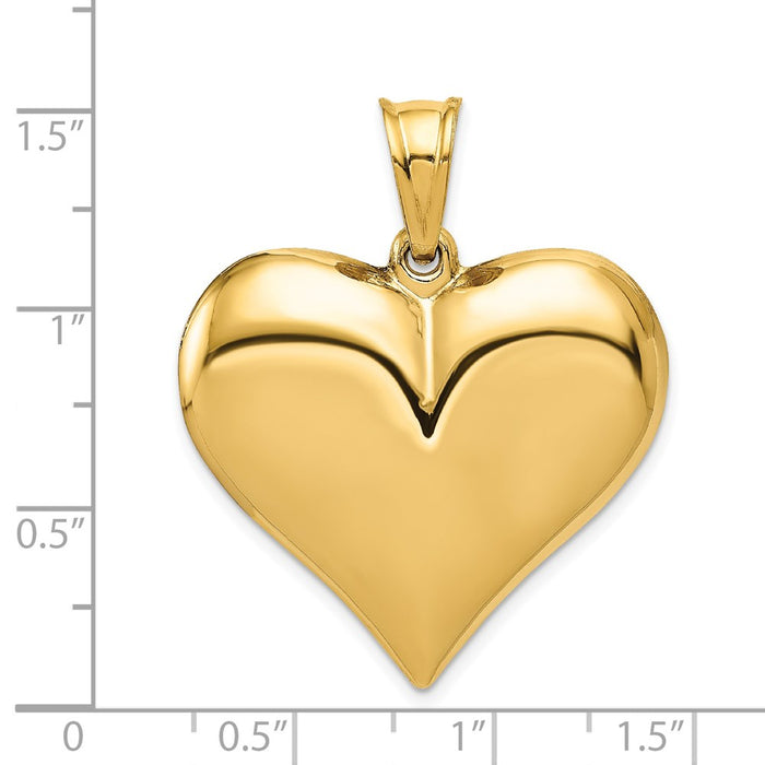 Million Charms 14K Yellow Gold Themed Polished 3-D Heart Pendant