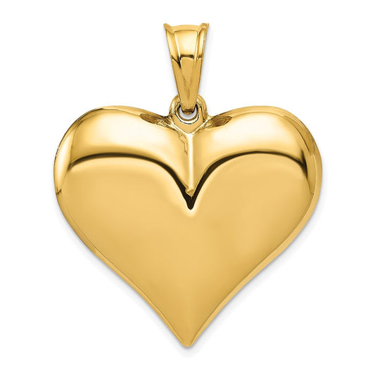 Million Charms 14K Yellow Gold Themed Polished 3-D Heart Pendant