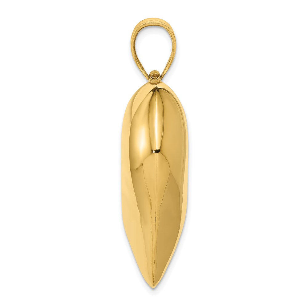Million Charms 14K Yellow Gold Themed Polished 3-D Large Heart Pendant