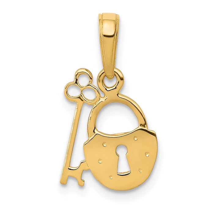 Million Charms 14K Yellow Gold Themed Polished Key & Lock Charm