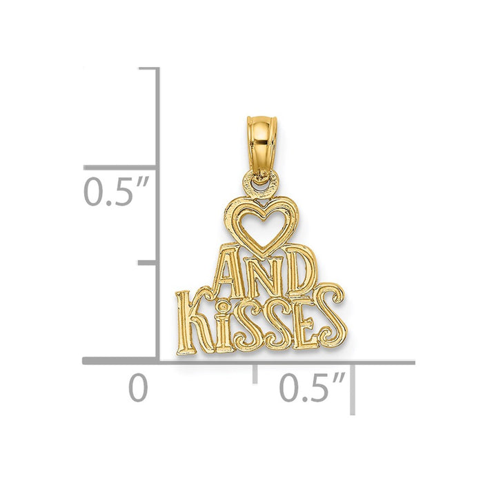 Million Charms 14K Yellow Gold Themed Heart, Kisses Charm