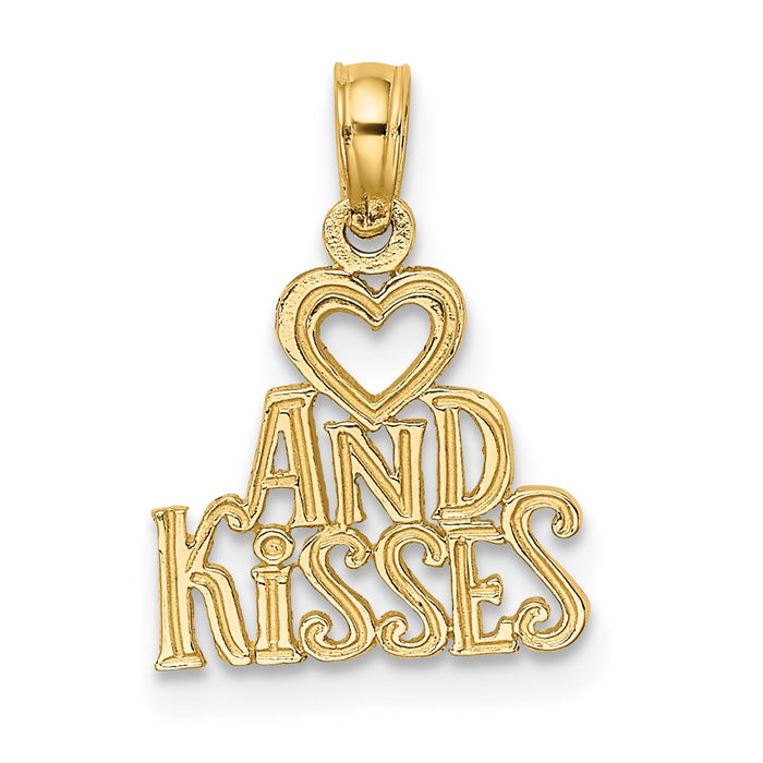 Million Charms 14K Yellow Gold Themed Heart, Kisses Charm