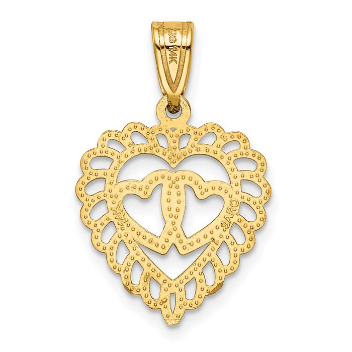 Million Charms 14K Yellow Gold Themed Polished Double Heart Pendant