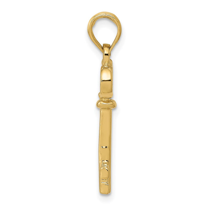 Million Charms 14K Yellow Gold Themed Polished 3-D Key Charm