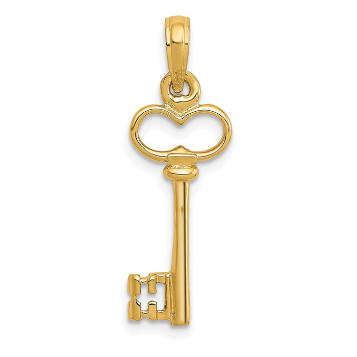 Million Charms 14K Yellow Gold Themed Polished 3-D Key Charm