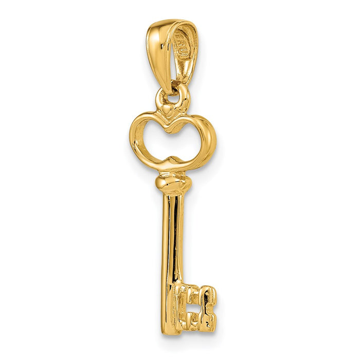 Million Charms 14K Yellow Gold Themed Polished 3-D Key Charm