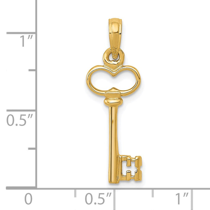 Million Charms 14K Yellow Gold Themed Polished 3-D Key Charm