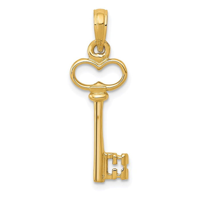 Million Charms 14K Yellow Gold Themed Polished 3-D Key Charm