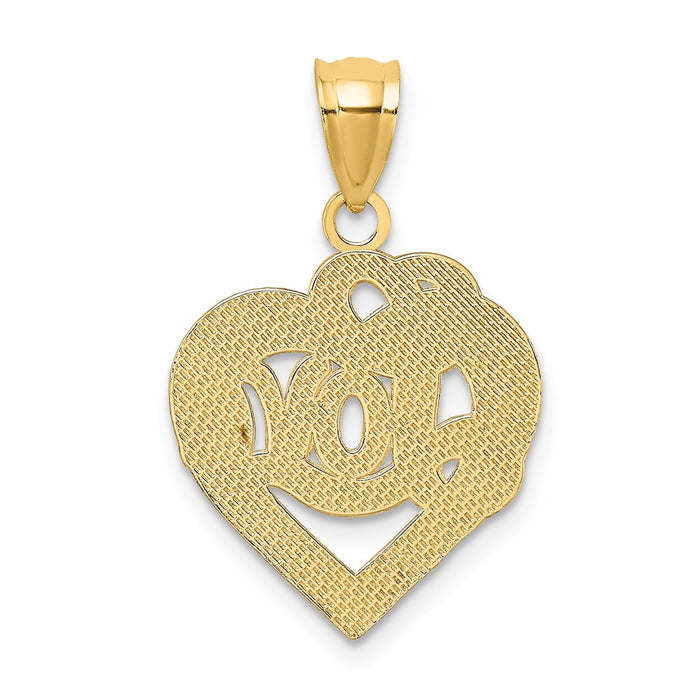 Million Charms 14K Yellow Gold Themed Love Script In Heart Frame Charm