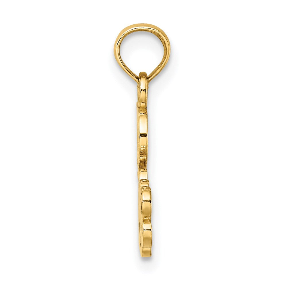 Million Charms 14K Yellow Gold Themed Love Script With Flower Charm