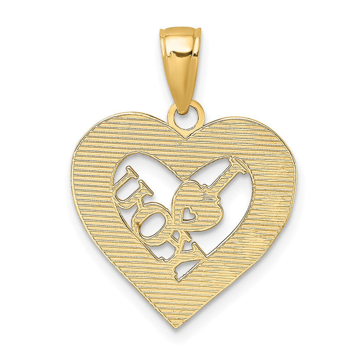 Million Charms 14K Yellow Gold Themed I Heart You In Sweetheart Heart Frame Charm