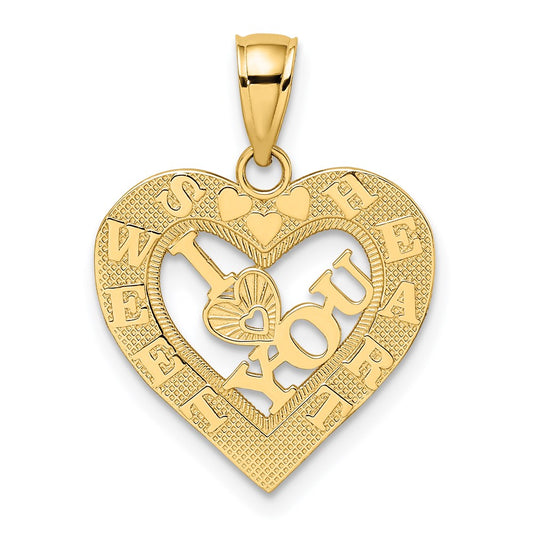 Million Charms 14K Yellow Gold Themed I Heart You In Sweetheart Heart Frame Charm