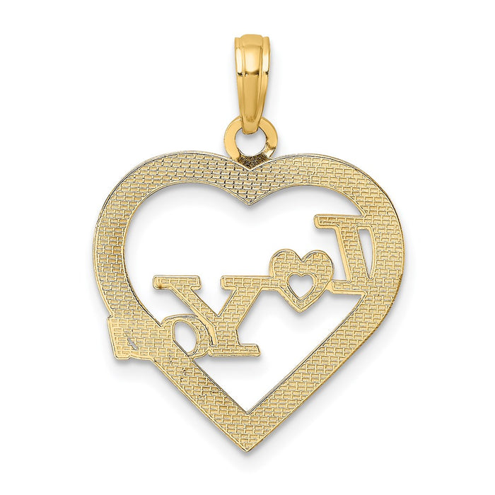 Million Charms 14K Yellow Gold Themed I Heart You In Heart Frame Charm