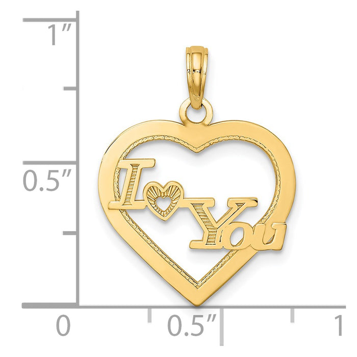 Million Charms 14K Yellow Gold Themed I Heart You In Heart Frame Charm