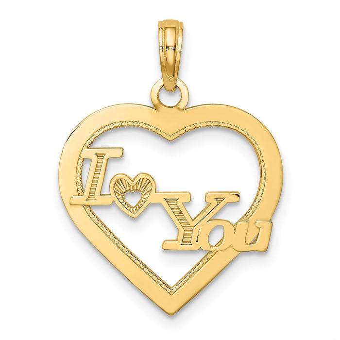 Million Charms 14K Yellow Gold Themed I Heart You In Heart Frame Charm