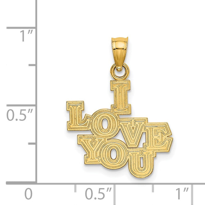 Million Charms 14K Yellow Gold Themed I Love You Stacked Block Charm