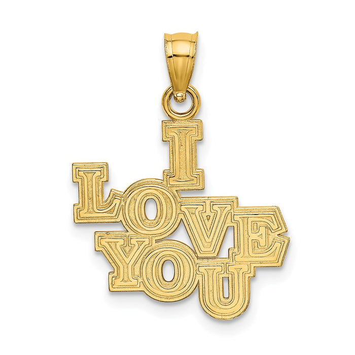 Million Charms 14K Yellow Gold Themed I Love You Stacked Block Charm