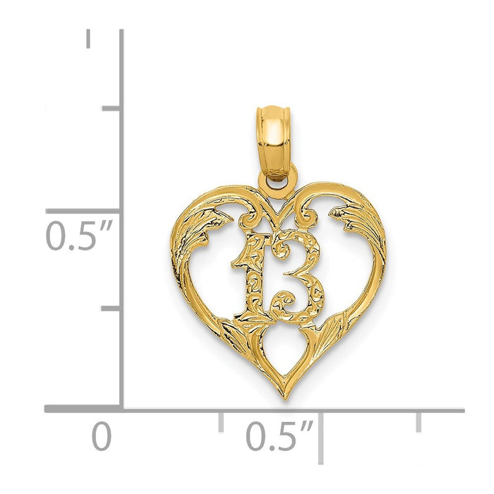 Million Charms 14K Yellow Gold Themed 13 In Heart Cut-Out Pendant