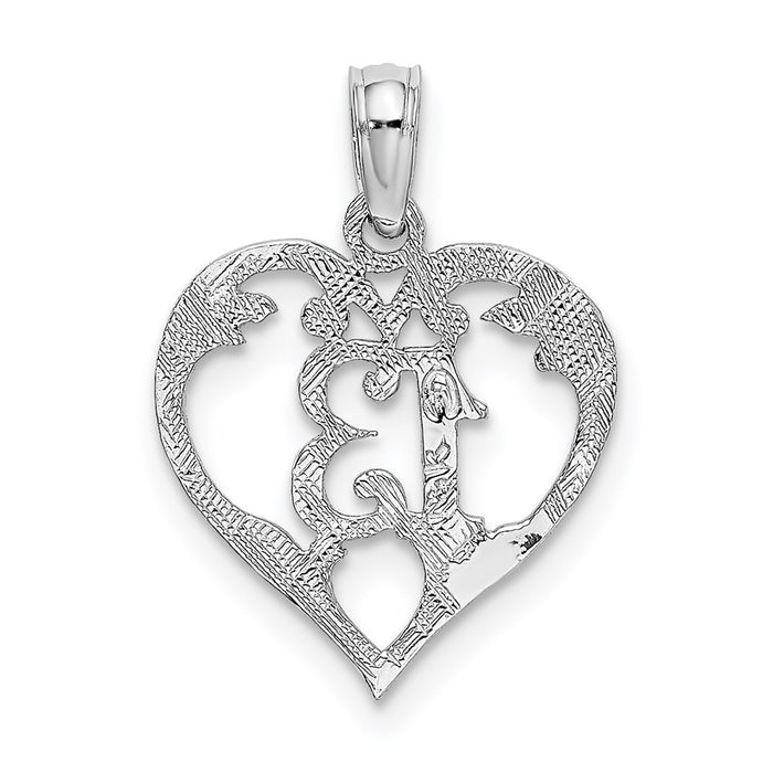 Million Charms 14K White Gold Themed 13 In Heart Cut-Out Pendant