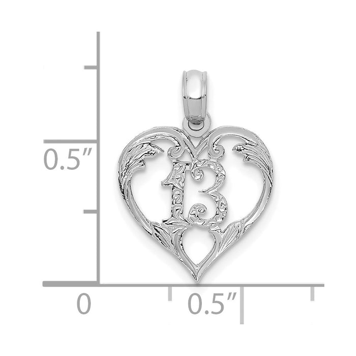 Million Charms 14K White Gold Themed 13 In Heart Cut-Out Pendant