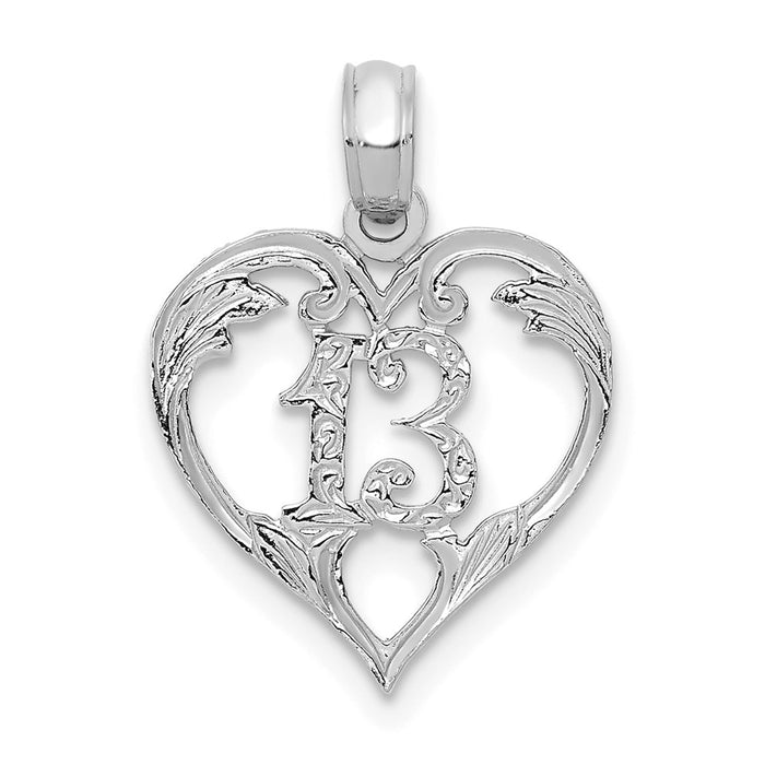 Million Charms 14K White Gold Themed 13 In Heart Cut-Out Pendant